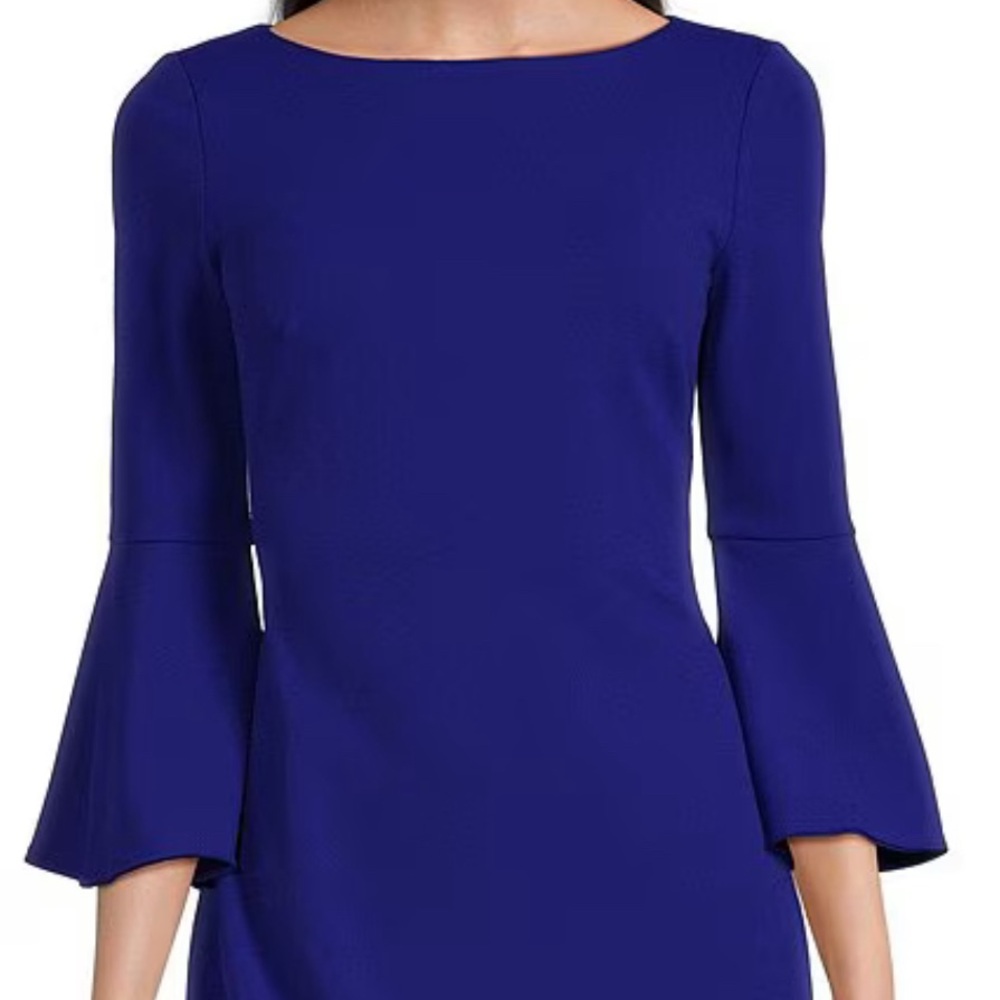 NWT Calvin Klein 3/4 Bell Sleeve Boat Neck Sheath Dress - Picture 3 of 6